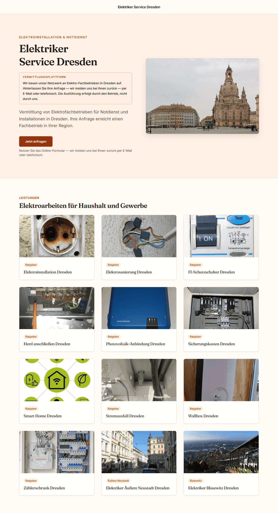 Beispiel einer fertigen Partner-Website auf dem Desktop — Elektro-Fachbetrieb